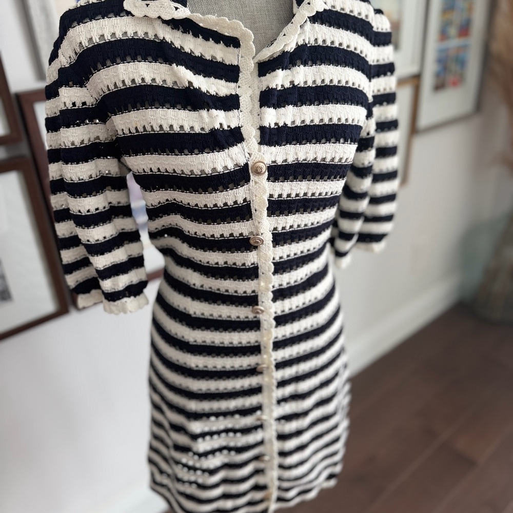 Maje Navy and White Striped Dress - Picture 4 of 5